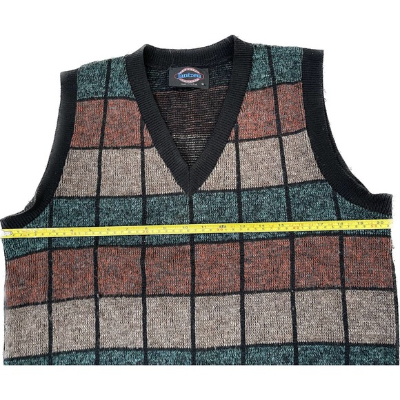 Vintage Jantzen Wool Acrylic Check USA Medium Vneck Sweater Vest VTG - Picture 5 of 6